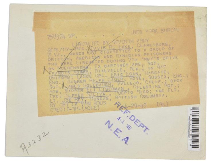 US WW2 Press Photo 'Liberated GI's 7th Army'