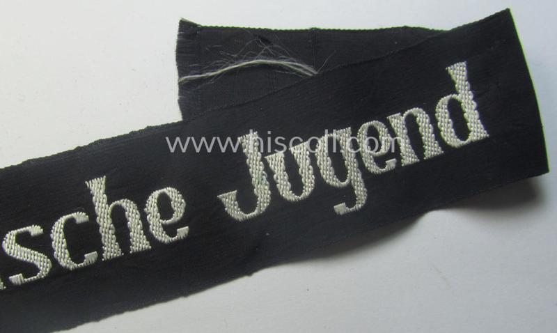 Superb - and truly unusually ie. rarely encountered! - (amongst others) Dutch volunteer-related cuff-title (ie. 'Ärmelstreifen') as was intended for members within the: 'Germanische Jugend'