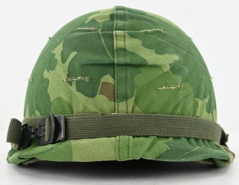 US Vietnam War Infantry helmet with camouflage cover and liner
