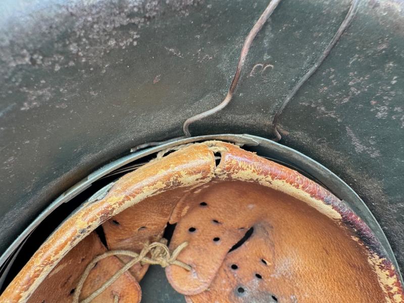 Wehrmacht M42 Camouflage Helmet in Tan Paint Captured in Normandy!