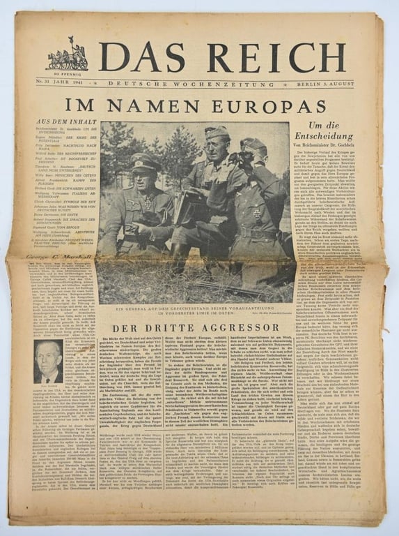 German Newspaper “Das Reich” August 1941