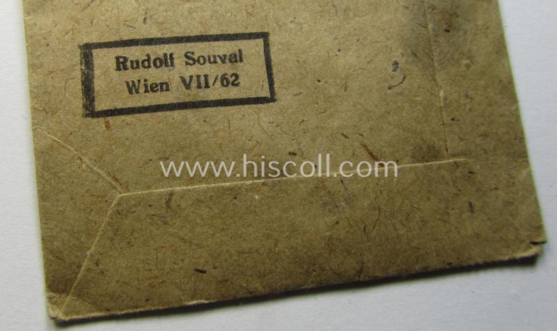 Attractive, WH (Heeres-, LW- ie. Waffen-SS-) so-called: 'Kraftfahrbewährungs-Abzeichen in Silber' being a 'virtually mint' example as was produced by the: 'Rudolf Souval'-company and that came stored in its  'Zellstoff'-based pouch