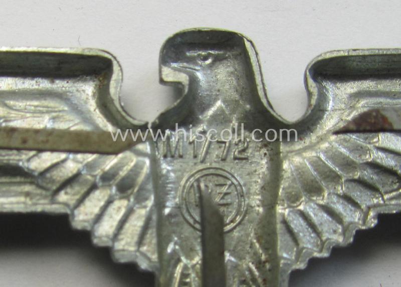 Attractive -  bright-silver-coloured- and/or: zinc- (ie. 'Feinzink'-) based (political-style) visor- (ie. 'Schirmmützen'-) cap-eagle being a detailed example that is neatly: 'RzM' and/or: 'M1/72' marked on its back