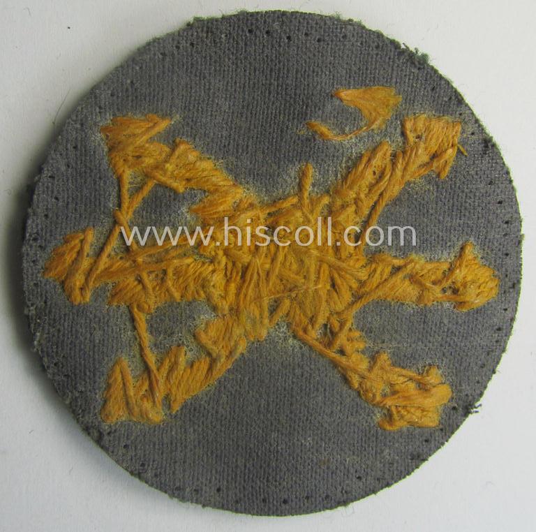 Clearly used- and/or tunic-removed, WH (Heeres) so-called: trade- and/or special-career arm-insignia (ie. 'Laufbahn- o. Tätigkeitsabzeichen') as intended for an army: 'Funkmeister' (or: radio-operator ie. radio-equipment NCO)