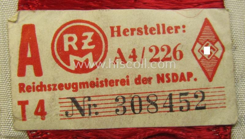 Attractive - and rarely seen! - HJ/BDM (ie. 'Hitlerjugend'/'Bund Deutscher Mädel') trade- or specialist armbadge as executed in 'BeVo'-weave patten as was intended for usage by a: 'Bann-Feldscher' (or: medical-orderly at 'Bann'-level)