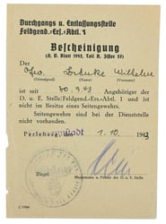 German WH Feldgendarmerie Certificate