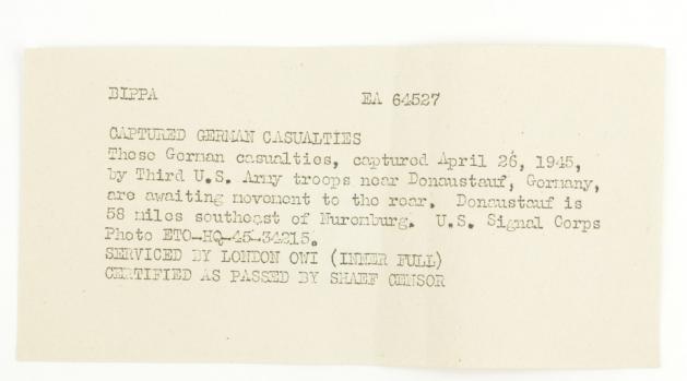 US Signal Corps /Press photo “German Captured Casualties”