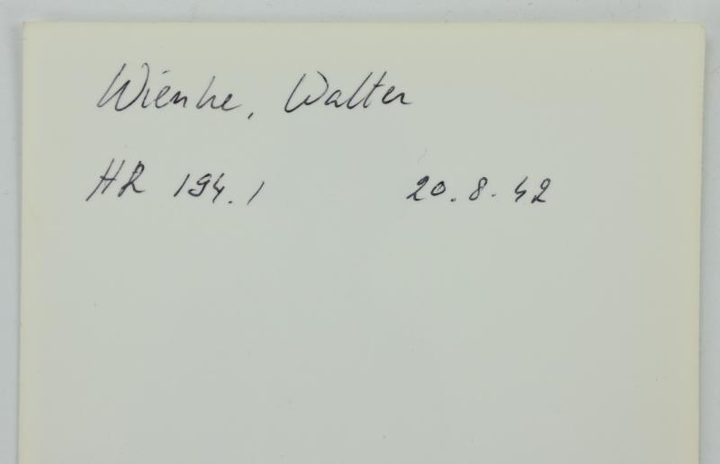 Signature of Wehrmacht Heer KC Recipient 'Walter Wienke'