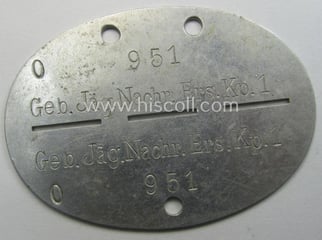 Aluminium-based, WH (Heeres-) ie. 'Gebirgsjäger o. Nachrichten'-related ID-disc...
