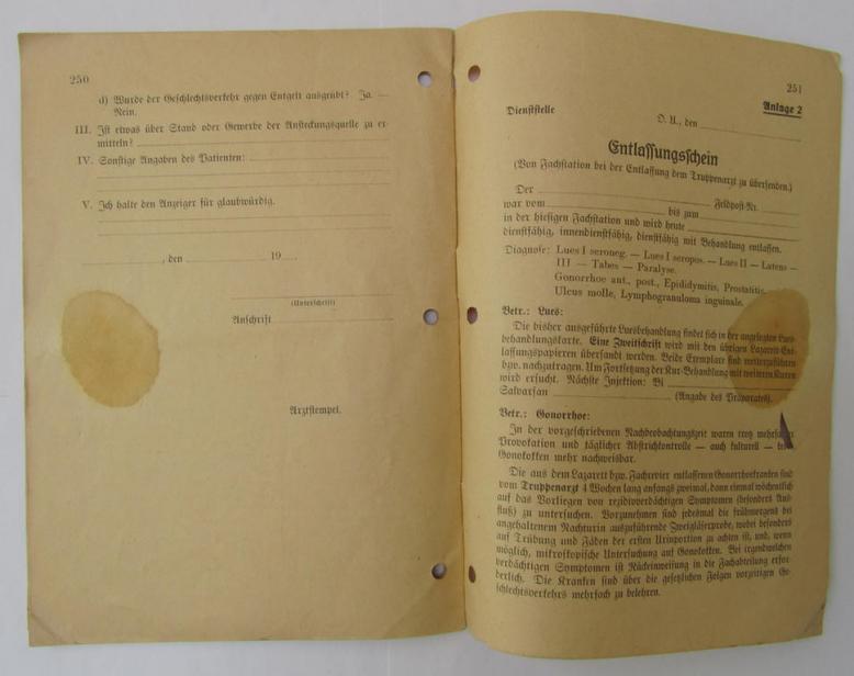 Interesting - and most certainly not often encountered! - WH (Heeres/LW) (ie. Waffen-SS-/Ukrainian-volunteer-) related- medical-instruction-manual entitled: 'Richtlinien für die Behandlung von Geschlechtskrankheiten' and/or dated: '1. März 1943'