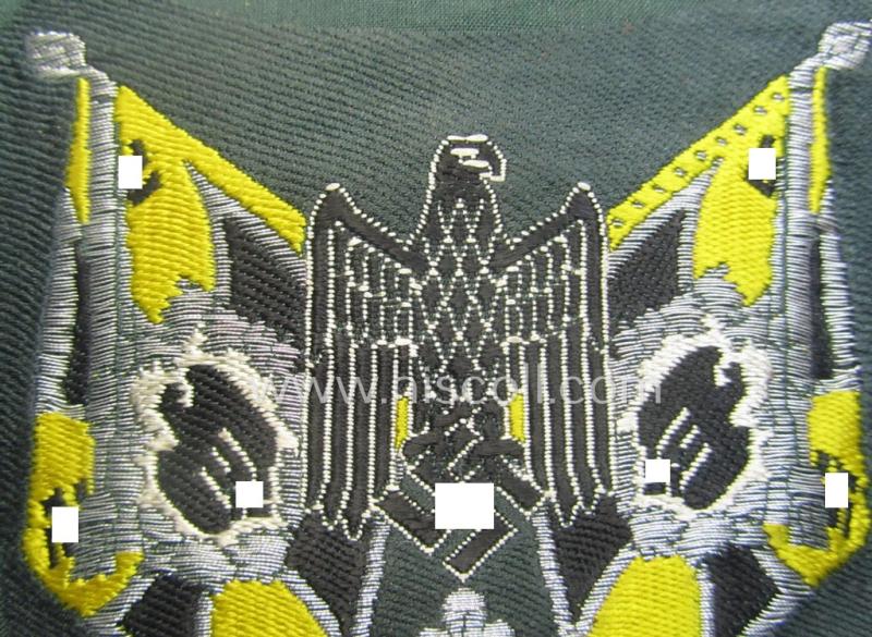 WH (Heeres), flat-wire- (ie. 'BeVo'-) woven 'Ärmelabzeichen für Fahnenträger des Heeres' as was intended for a soldier (ie. NCO) who served within a: 'Nachrichten'-unit