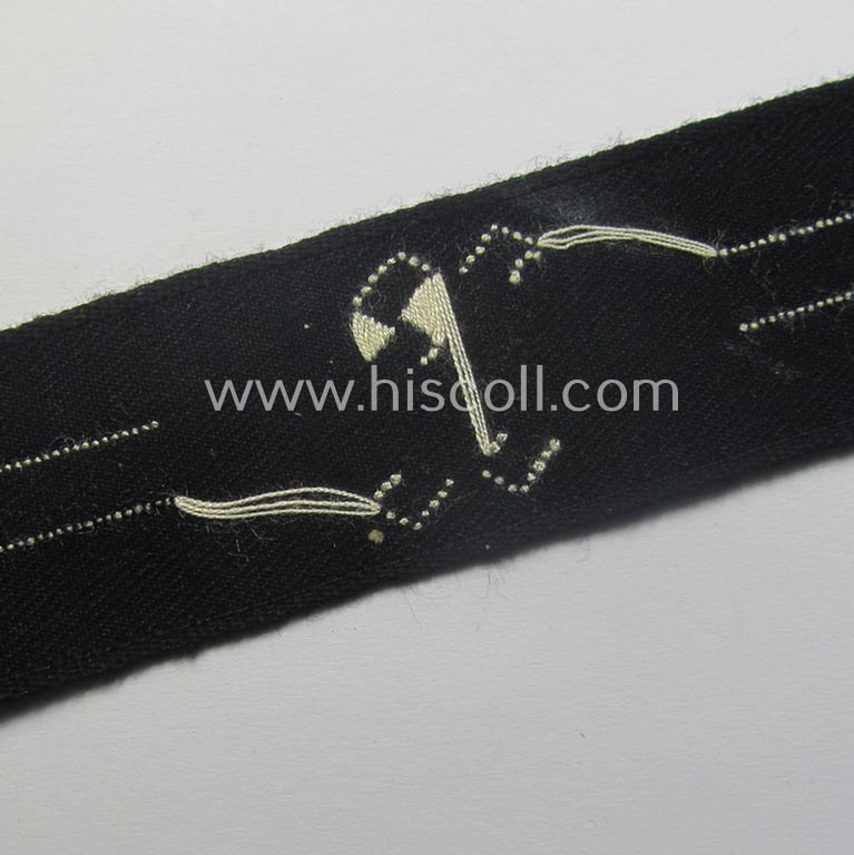 RAD (ie. 'Reichsarbeitsdienst') EM- (ie. NCO-) pattern, commemorative cuff-title (ie. 'Dienstärmelstreifen') depicting a capital 'R'-character (as was intended for the EM-/NCO-staff working on the various 'Westwall'-fortifications)