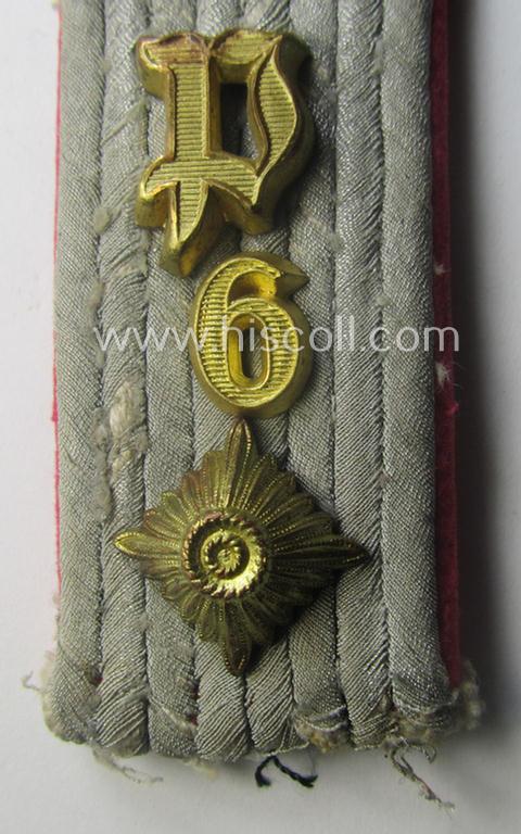 Single, WH (Heeres) 'cyphered', officers'-type shoulderboard: 'Oberleutnant des Panzerjäger-Abtlgs. 6'