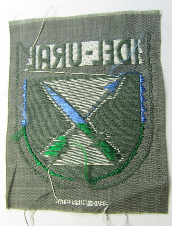 Multi-coloured- and/or 'BeVo'-woven armshield (ie. 'Ärmelschild') entitled: 'Idel-Ural' as was intended for usage by a volunteer who served within the 'Volga-Tartar Legion') and that comes in a 'virtually mint- ie. unissued', condition