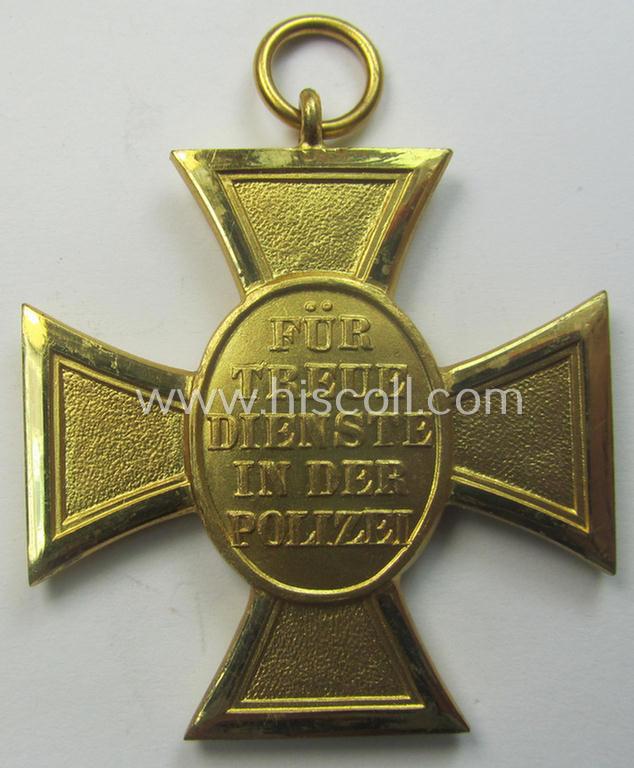 Golden-class 'Pol.-Dienstauszeichnung 1. Stufe' (or: police loyal-service medal first-class) that comes with its accompanying (full-length!) ribbon (ie. 'Bandabschnitt')