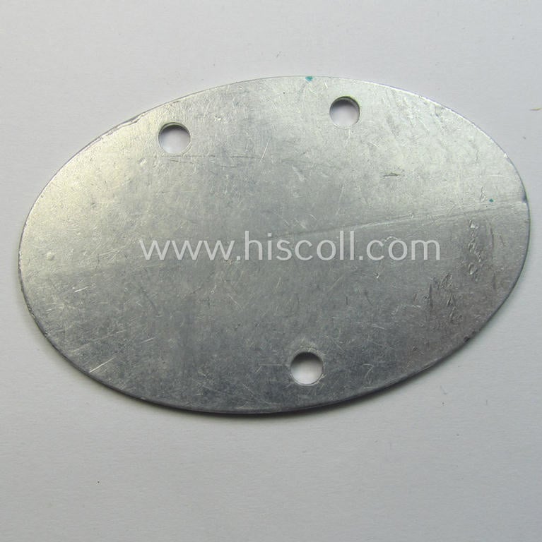 Early-war- (albeit 'standard-issue'-) pattern, WH (Kriegsmarine) typical aluminium- based- and silver-toned ID-disc (ie. 'Erkennungsmarke') bearing the engraved name, numeral (ie. date) that reads: 'Richard Götting - N 9561/41/41 KS'