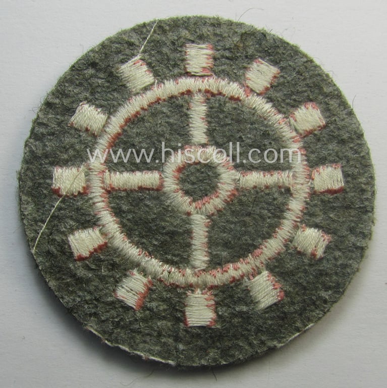 WH (Heeres ie. 'Panzer'-) trade- ie. special-career-patch as was intended for a: 'Panzerwarte o. Kfz.-Warte II' (ie. 'Panzer'- and/or vehicle mechanic)