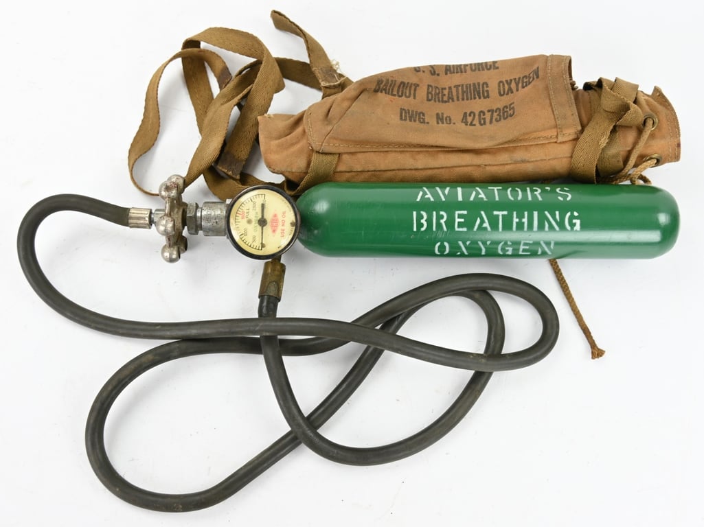 USAAF WW2 H-1 Bailout Oxygen Bottle and carrier