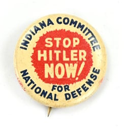 US WW2 Button 'Stop Hitler Now!