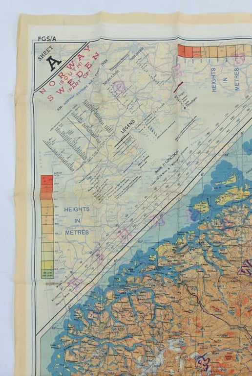 USAAF WW2 Pilot Escape Map FGS A&B Sheet A/E