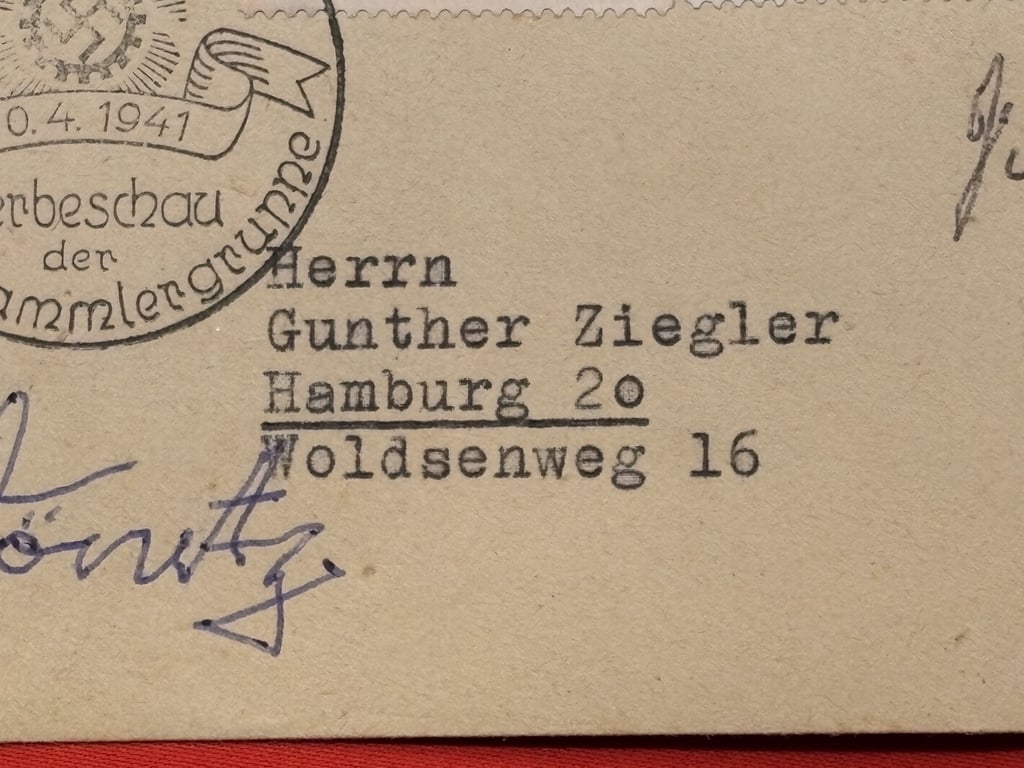 WWII GERMAN KARL DONITZ, ERICH HARTMANN, TRAUDL JUNGE SIGNED 1941 GERMAN COVER, WITH HITLER STAMPS AND DATED 20/4/1941.