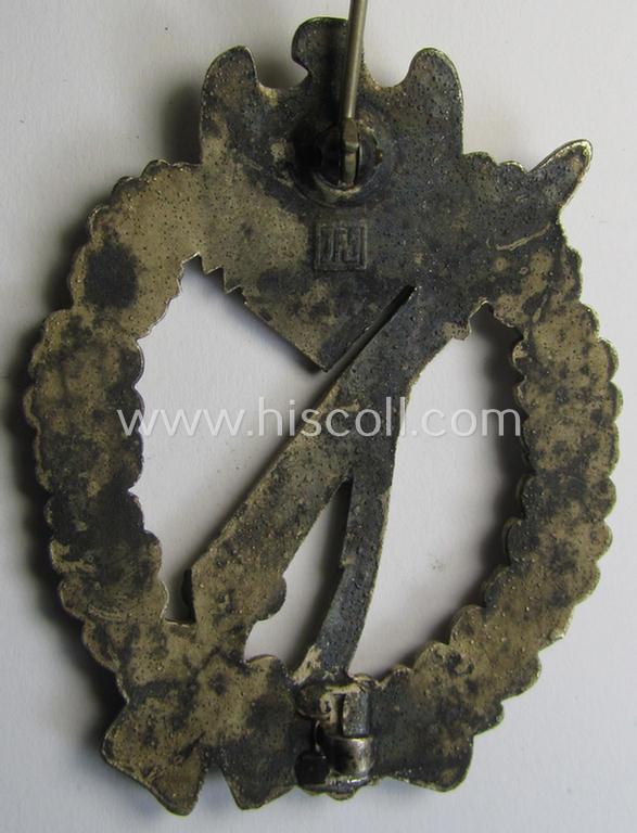 Attractive - and scarcely encountered! - WH (Heeres- ie. Waffen-SS) 'Infanterie-Sturmabzeichen in Silber' (or: silver-class IAB) being a neatly maker- (ie.'JFS'-) marked example that comes in a truly issued- ie. moderately worn, condition