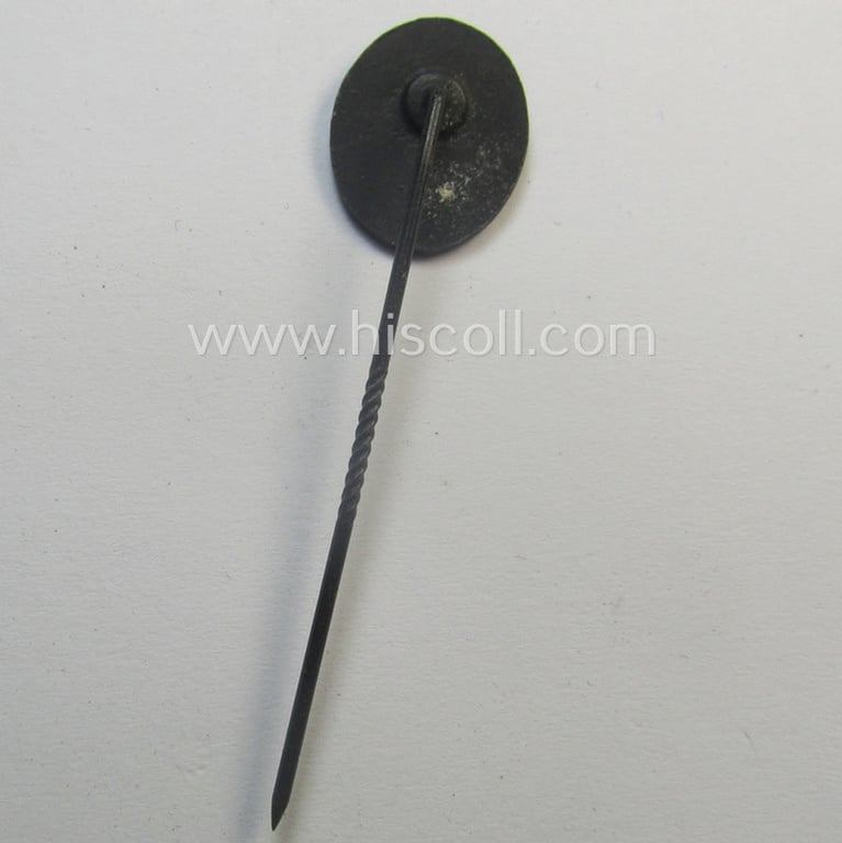 Neat - and 17 mm. sized! - miniature lapel-pin (ie. 'Halbminiatur') depicting a: 'Verwundeten-Abzeichen in Schwarz' (or: black-class wound-badge) being a maker- (ie. 'L/...?'-) marked example