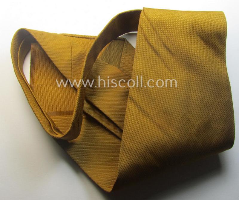 Unusually found, 'generic'-styled, N.S.D.A.P.- (ie. 'politischen Leiter'-related!) linnen-based tie ('Krawatte o. Binder') being a 'virtually mint- ie. unissued' example that still retains is period (linnen-based) 'RzM'-etiket