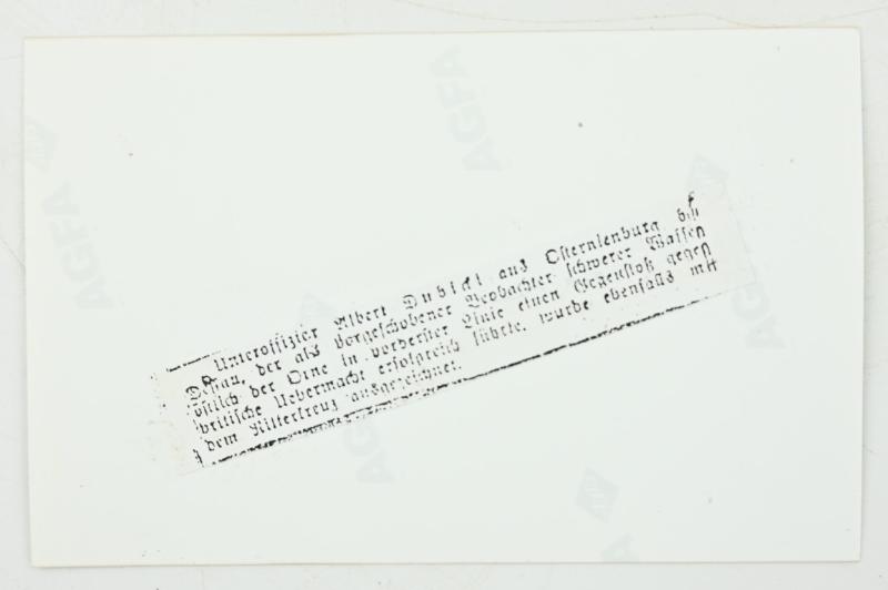 Signature of Wehrmacht Heer KC Recipient 'Albert Dubicki'