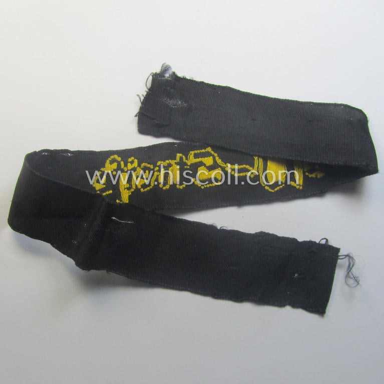 Superb - and with certainty rarely encountered! - example of the HJ- ('Hitlerjugend'-) cuff-title (ie. 'Ärmelstreifen') entitled: 'HJ-Streife' being an example as executed in the typical 'BeVo'-woven pattern