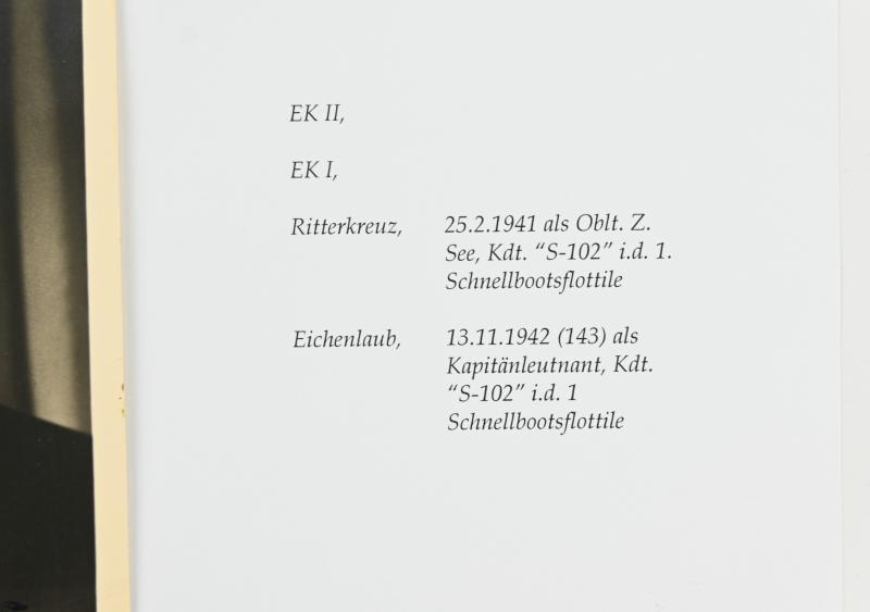 Signature of Kriegsmarine KC-OLC Recipient 'Werner Toeniges'