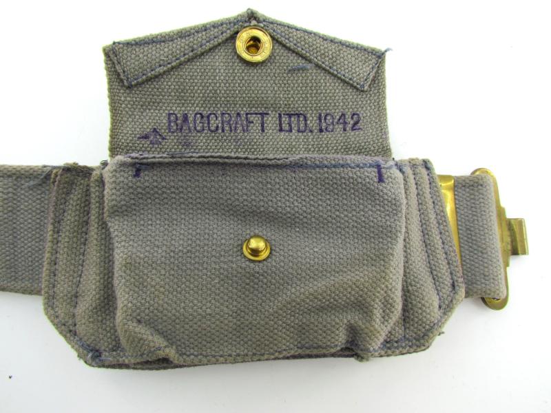 British WWII RAF Blue Web Pistol Holster, Ammo Pouch & Belt Set