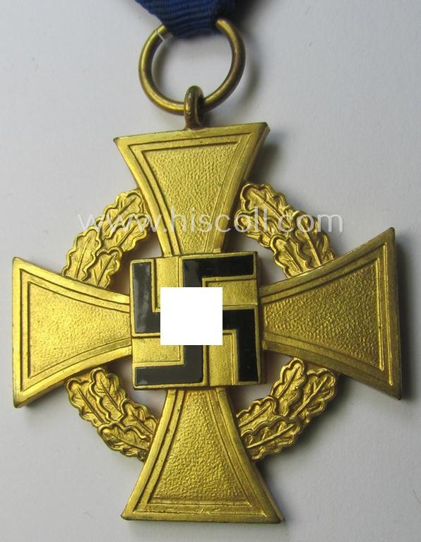'Treuedienst Ehrenzeichen 1. Klasse' (or: golden-class, civil loyal-service-medal as was intended for 40 yrs. of loyal service) being a nicely preserved and non-marked specimen