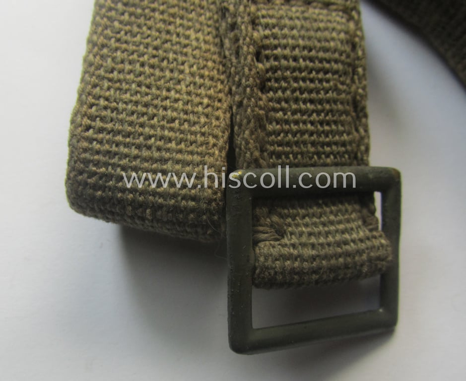 Complete, 2-pieced 'standard-issue'-pattern- (ie. typical WH-issue) carrying-strap (ie. 'Tragelasche') as was intended for the various gasmask-containers (being a non-maker-marked example that comes in a just minimally used, condition)