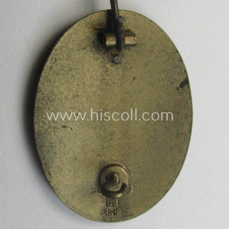 Unusally seen, 'Reichsnährstand'- (ie. 'RNSt.'-) related loyal-service brooch ('Brosche') ie. 'Ehrenzeichen des 1. Form' being a maker- (ie. 'MA 1818') example showing the text: 'Reichsnährstand - für 25 Jahre Treue Dienste'