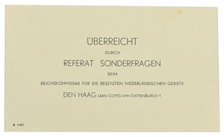 German Parcel Card of the 'Reichskommissar für die...