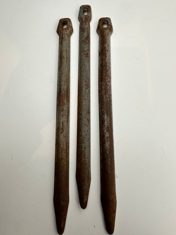 Original German WWII Steel Zeltbahn Peg (Zeltpflöde) set off 3 pices