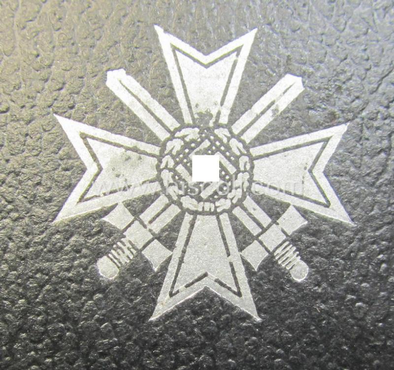 Superb, 'Kriegsverdienstkreuz 1. Klasse mit Schw.' being a maker- (ie. '65'-) marked (and/or 'Buntmetall'-based!) specimen by the maker: (ie. 'Hersteller') 'Klein u. Quenzer' that comes stored in its original, luxuriously-styled KvK-etui