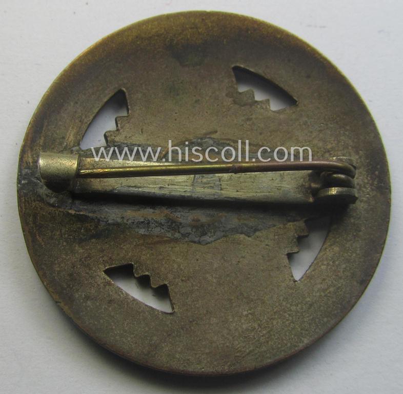 Enamelled, TR-period lapel-pin (ie. 'service-brooch' or: 'Dienstbrosche') as was intended for a female member who served within the: 'Allgemeiner Deutscher Hebammenverband' (or 'ADHV')