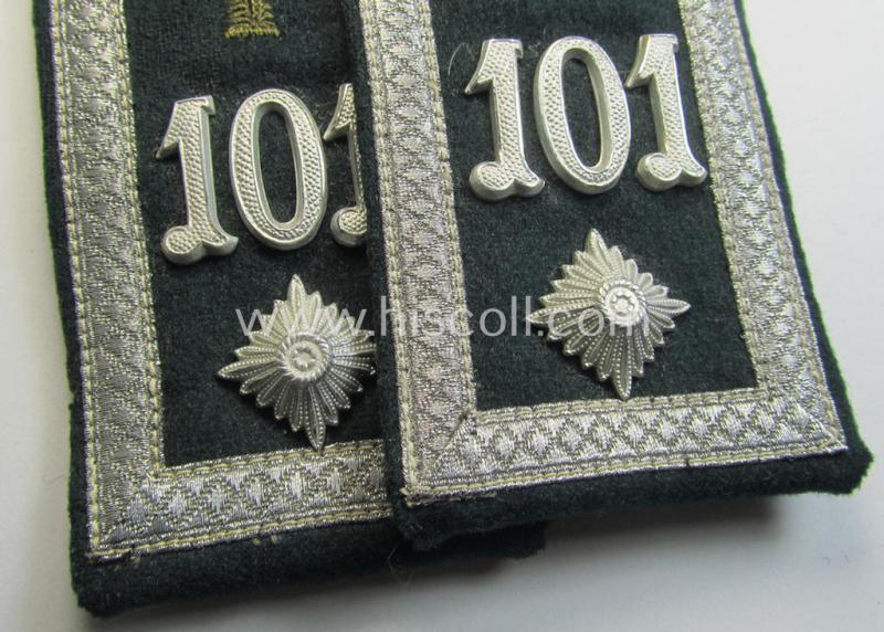 Attractive - and fully matching! - pair of WH (Heeres), early- (ie. pre-) war-period, 'M36'-pattern (pointed-styled!) and generic-pattern, 'cyphered' NCO-type shoulderstraps as was intended for a: 'Feldwebel des Infanterie-Regiments 101'