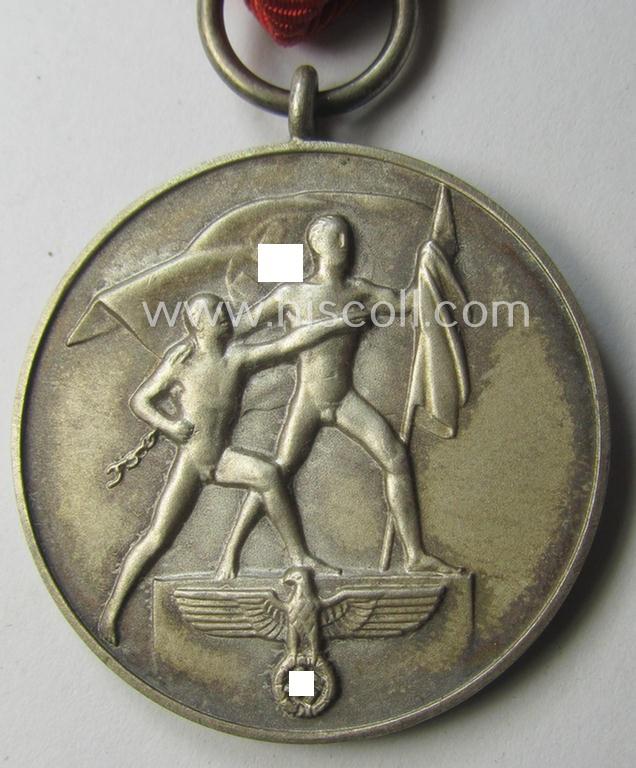 WH Austrian-occupation- (ie. 'Anschluss'-) medal: '13. März 1938' being a neat (albeit minimally tarnished) example that came as issued and/or recently found