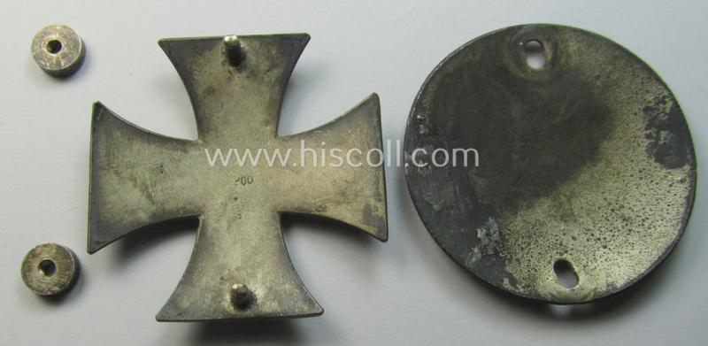 WWI-period Iron Cross 1st class (or: 'EK 1. Klasse') being a typical non-maker-marked example that comes mounted onto its (unusual!) and functional 'screw-back'- (ie. 'an der Schraube'-) set-up