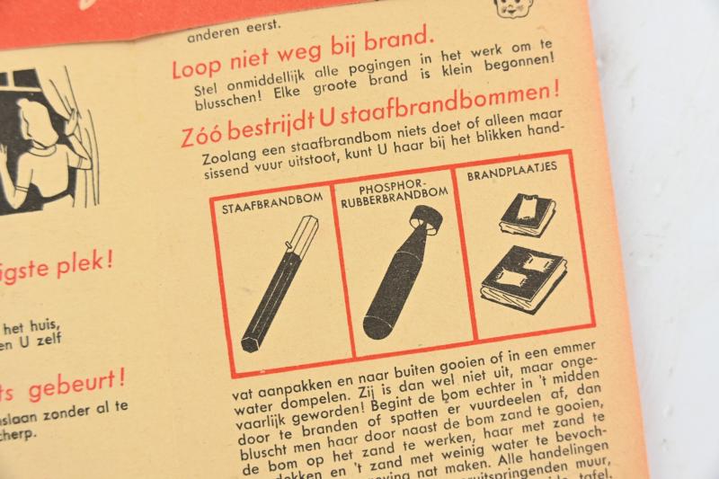 Dutch WW2 EHBO Flyer 'Brandbommen'