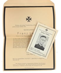 German WH Sanitäter Deathcard and Letter Priest 'Franz...