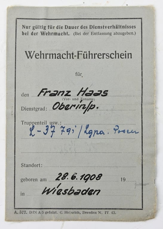 German WH Driver License with Pictures
