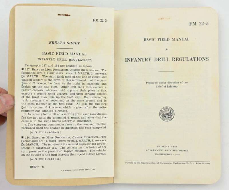 US WW2 FM 22-5 Basic Field Manual Infantry Drill Regulations