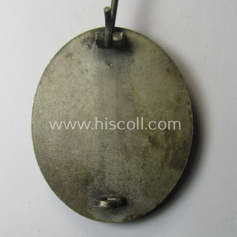 Luxuriously-styled, 'Verwundeten-Abzeichen in Silber' (ie. silver-class wound-badge) being a maker- (ie. '4'-) marked example as was produced by the: 'Steinhauer u. Lück'-company