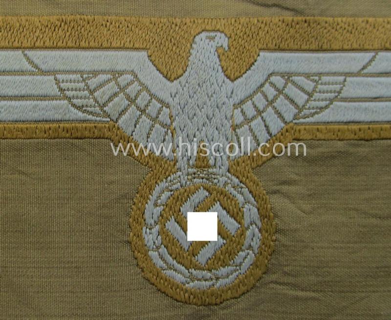 WH (Heeres) 'tropical-issue' (ie. DAK or: 'Deutsches Afrika Korps'-related-) breasteagle, as executed in neat so-called: 'BeVo'-weave style that comes in a 'virtually mint- ie. unissued'-, condition