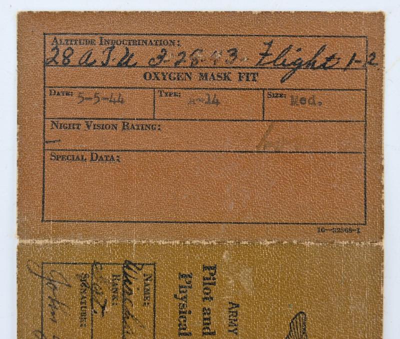 USAAF WW2 Pilot & Crew Physical Record Card
