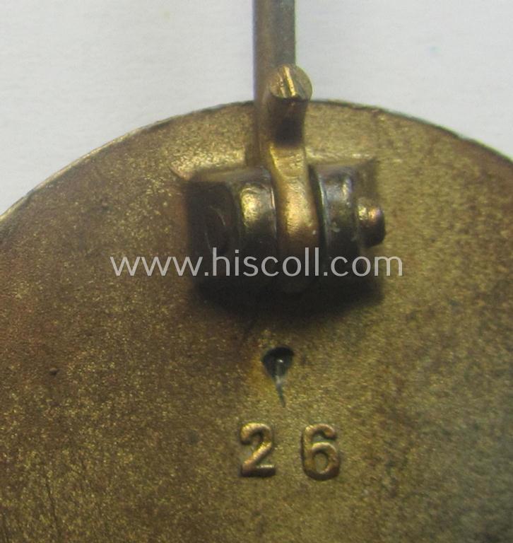 Zinc- (ie. 'Feinzink'-) based and/or clearly maker- (ie. '26'-) marked example of a 'Verwundeten-Abzeichen in Gold' (ie. golden-class wound-badge) as was produced by the maker: 'B.H. Mayer's Kunstprägeanstalt'